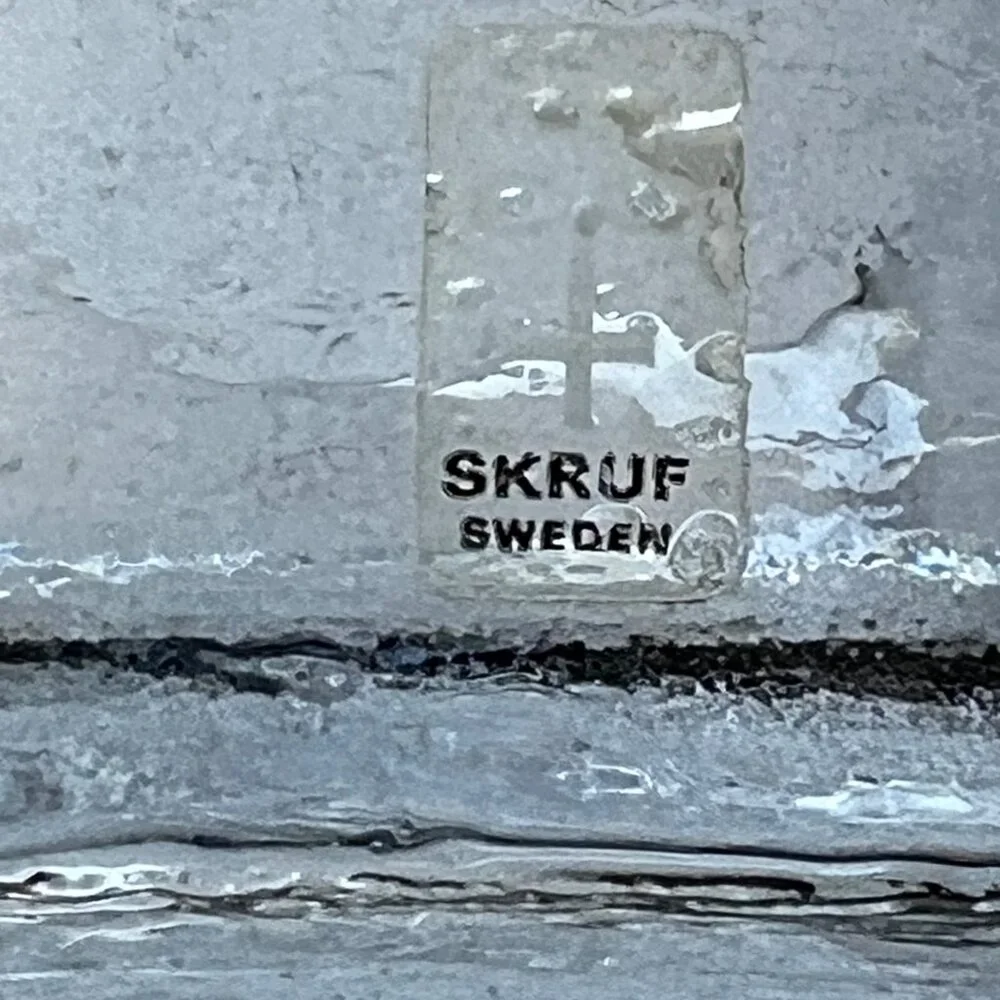 Skruf Crystal Bengt Edenfalk Tree Trunk Trinket Dish MCM Woodstock Coll. Sweden